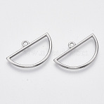Alloy Open Back Bezel Big Pendants, For DIY UV Resin, Epoxy Resin, Pressed Flower Jewelry, Half Round, Platinum, 18.5x29.5x2mm, Hole: 2mm(PALLOY-S132-002)