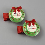 Cute Christmas Acrylic Alligator Hair Clips, Hair Accessories for Girl, Christmas Wreath, 36.5x29.5x10mm(PHAR-WH0013-03K)