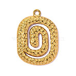 Hammered 304 Stainless Steel Pendants, Hand Polished Spiral Oval Charm, Ion Plating(IP), Long-Lasting Plated, Real 18K Gold Plated, 34x25mm,Hole:2.40mm(STAS-OY016-16G)