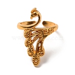 Alloy Peacock Cuff Ring Settings for Rhinestone, Knitting Loop Crochet Loop, Yarn Guide Finger Holder, Golden, US Size 6 1/2(16.9mm), Fit for 1mm Rhinestone(RJEW-WH0001-21G)