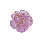 Transparent Resin Cabochons, with Gold Foil, Flower, Medium Orchid, 14x7mm(RESI-WH0026-49F)