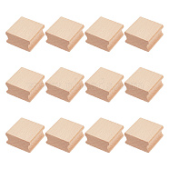 Unfinished Beech Wooden Grooved Square Shape, Blank Wooden Slices for Stamp Making, Wheat, 4x4x2.05cm(WOOD-WH0124-25)