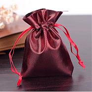Rectangle Cloth Bags, with Drawstring, Dark Red, 9x6.5cm(ABAG-R007-9x7-03)
