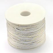 Metallic Stain Beads String Cords, Nylon Mouse Tail Cord, Light Grey, 1.5mm, about 100yards/roll(300 feet/roll)(NWIR-R024-484)