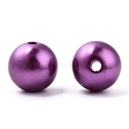 Spray Painted ABS Plastic Imitation Pearl Beads, Round, Purple, 8x9.5mm, Hole: 1.8mm, about 2080 pcs/500g(OACR-T015-05B-11)