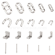 10Pcs 5 Styles 304 Stainless Steel Fold Over Clasp, with 316 Stainless Steel Findings, Stainless Steel Color, 10.5x3~8x3.5mm, Hole: 1.2mm, 2pcs/style(STAS-UN0049-94)