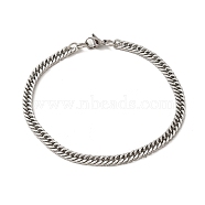 202 Stainless Steel Chain Bracelet, Stainless Steel Color, 8-3/8 inch(21.4cm)(STAS-A100-16P)