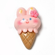 Cartoon Opaque Resin Cabochons, for Jewelry Making, Pink, Ice Cream Pattern, 19x18x8mm(RESI-C030-02A)