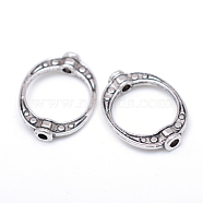 Donut Tibetan Style Alloy Bead Frames, Cadmium Free & Lead Free, Antique Silver, 19x14.5x3.5mm, Hole: 1.5mm(X-TIBE-R309-04AS-RS)