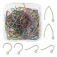 60Pcs 3 Style Ion Plating(IP) 304 Stainless Steel Earring Hooks, Ear Wire, with Horizontal Loop, Rainbow Color, 18.5~26x13~15.5mm, Hole: 2.5mm, 21 Gauge, Pin: 0.7mm, 20pcs/style(STAS-LS0001-57MC)