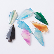 Natural Agate Beads, No Hole/Undrilled, Dyed, Arrowhead, 38~45x16~22x4~6mm(G-G774-22)