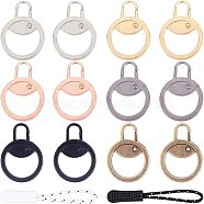 Nbeads 12Pcs Alloy Zipper Puller, 12Pcs Plastic Zipper Puller, with Nylon Cord, Garment Accessories, Mixed Color, Alloy Zipper Puller: 38x27.5x3.2mm(FIND-NB0002-12)