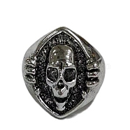 Alloy Skull Finger Rings, Gothic Chunky Ring for Men, Platinum, US Size 9(18.9mm)(SKUL-PW0002-039D-P)
