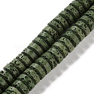 Synthetic Lava Rock Dyed Beads Strands, Rondelle, Dark Olive Green, 8~8.5x4mm, Hole: 0.7mm, about 90pcs/strand, 14.96''(38cm)(G-H311-09-01)