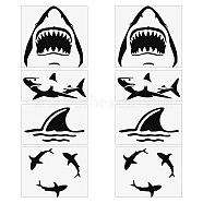 8 Sheets 4 Styles PET Waterproof Car Stickers, Self-Adhesive Decals, for Vehicle Decoration, Shark Pattern, 55~102x30~100x0.1mm, 2 sheets/style(STIC-GF0001-10A)