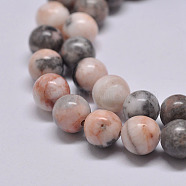 Chapelets de perles de jaspe zèbre rose naturel, ronde, 8.5~9mm, Trou: 1mm, Environ 46 pcs/chapelet, 15.2 pouce(X-G-P231-01-8mm)