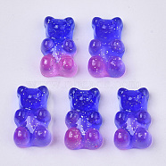 Transparent Resin Cabochons, with Glitter Powder, Two Tone, Bear, Blue, 18x11x8mm(CRES-S303-53-A01)