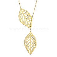SHEGRACE Fashion Filigree 925 Sterling Silver Pendant Lariat Necklace, with Leaves Pendant, Real 24K Gold Plated, 15.7 inch(40cm)(JN171D)