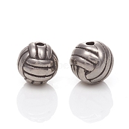 304 Stainless Steel Beads, Sports Beads, Volleyball, Antique Silver, 9.5mm, Hole: 1.6mm(STAS-I134-04AS)