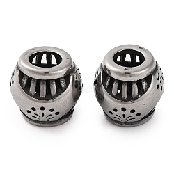 304 Stainless Steel European Beads, Large Hole Beads, Rondelle, Antique Silver, 9.5x9mm, Hole: 4mm(STAS-H226-02AS-03)