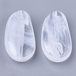 Acrylic Beads, Imitation Gemstone, Oval, Clear & White, 44.5x23x11mm, Hole: 2mm, about 60pcs/500g(OACR-T006-082)