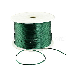 Round Nylon Thread, Rattail Satin Cord, for Chinese Knot Making, Dark Green, 1mm, 100yards/roll(NWIR-R005-029)