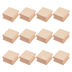 Unfinished Beech Wooden Grooved Square Shape, Blank Wooden Slices for Stamp Making, Wheat, 4x4x2.05cm(WOOD-WH0124-25)