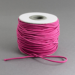 Round Elastic Cord, with Nylon Outside and Rubber Inside, Medium Violet Red, 1mm, about 109.36 yards(100m)/roll(EC-R001-1mm-011A)