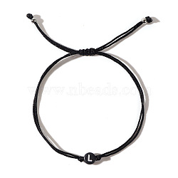Acrylic Letter L Adjustable Braided Cord Bracelets for Men, Black(GX4208-12)