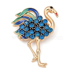 Flamingo Enamel Pins, Zinc Alloy Rhinestone Brooches for Backpack Clothes, Montana, 55.5x41.5mm(JEWB-D304-01G-A)