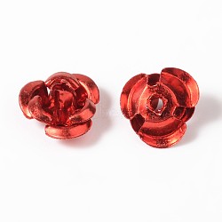 Flower Aluminum Beads, Red, 7x4mm, Hole: 1mm(ALUM-I001-01)