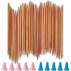 Bamboo Knitting Needles, Crochet Hooks, Double Pointed Carbonized Sweater Needles, Needle Caps, Mixed Color, 200mm, 5pcs/bag, 15bags/set(TOOL-PH0016-26)