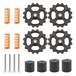 3D Printer Silicone Column Accessories, Steel M4 Adjust Accessories, with Spring, Screws and Plastic Gear, Black, 2sets/bag(FIND-OC0001-37)