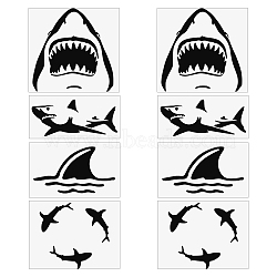8 Sheets 4 Styles PET Waterproof Car Stickers, Self-Adhesive Decals, for Vehicle Decoration, Shark Pattern, 55~102x30~100x0.1mm, 2 sheets/style(STIC-GF0001-10A)
