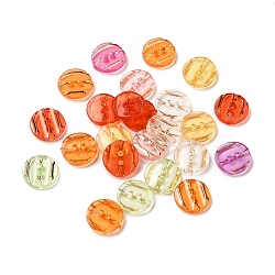 Transparent Acrylic Buttons, Plastic Sewing Buttons for Costume Design, 2-Hole, Dyed, Flat Round, Mixed Color, 13x3mm, Hole: 1mm(X-BUTT-Q031-M)