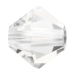 Preciosa&reg Crystal Beads, Czech Crystal, Bicone(451 69 302 Rondelle), 00030 Crystal, 3mm, Hole: 0.8mm(X-PRC-BA3-00030)