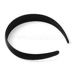 Plastic Hair Bands, with Cloth Covered, Black, 115mm(OHAR-R275-02)