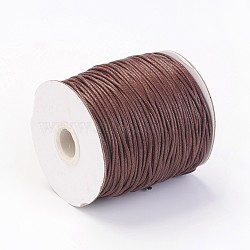 Waxed Cotton Thread Cords, Saddle Brown, 1.5mm, about 100yards/roll(300 feet/roll)(YC-R003-1.5mm-299)