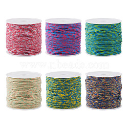 Pandahall 6 Rolls 6 Colors Cotton Braid Thread, with Spool, Round, Mixed Color, 1.2mm, about 21.87 Yards(20m)/Roll, 1 roll/color(OCOR-TA0001-50)