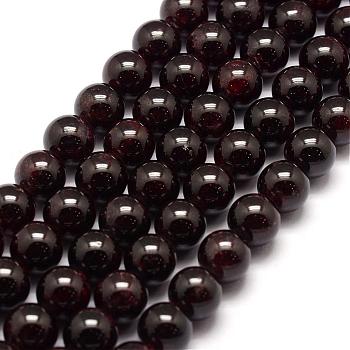 Natural Garnet Bead Strands, Round, 10mm, Hole: 1mm, about 41pcs/strand, 15.7 inch