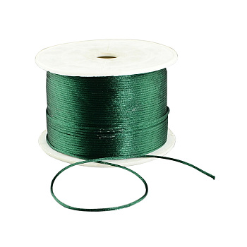 Round Nylon Thread, Rattail Satin Cord, for Chinese Knot Making, Dark Green, 1mm, 100yards/roll