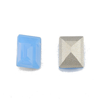 K9 Glass Rhinestone Cabochons, Pointed Back & Back Plated, Faceted, Rectangle, Sapphire, 8x6x3mm