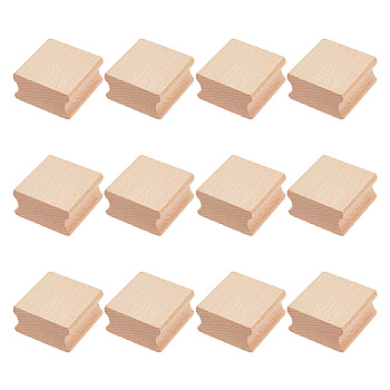 Unfinished Beech Wooden Grooved Square Shape, Blank Wooden Slices for Stamp Making, Wheat, 4x4x2.05cm