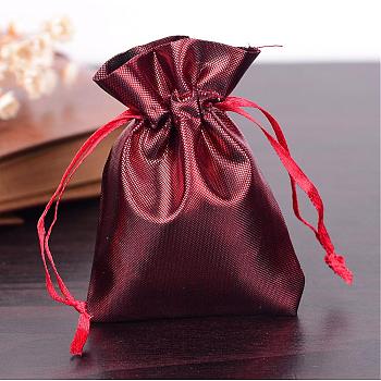 Rectangle Cloth Bags, with Drawstring, Dark Red, 9x6.5cm