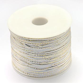 Metallic Stain Beads String Cords, Nylon Mouse Tail Cord, Light Grey, 1.5mm, about 100yards/roll(300 feet/roll)