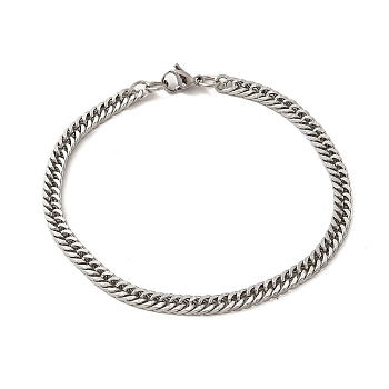 202 Stainless Steel Chain Bracelet, Stainless Steel Color, 8-3/8 inch(21.4cm)