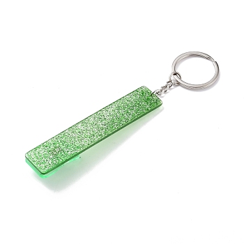 Ferroalloy, Plastic and Acrylic Keychain, with Glitter Powder, Contactless Card Extractor, for Long Nail Card Extractor Keychain with Card Puller for Girls, Rectangle, Green, 15.5cm