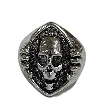 Alloy Skull Finger Rings, Gothic Chunky Ring for Men, Platinum, US Size 9(18.9mm)