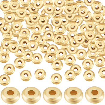 150Pcs 304 Stainless Steel Spacer Beads, Rondelle, Real 18K Gold Plated, 5x2mm, Hole: 1.5mm