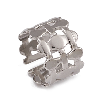 304 Stainless Steel Handrail Open Cuff Rings for Women, Stainless Steel Color, Inner Diameter: 17.6mm